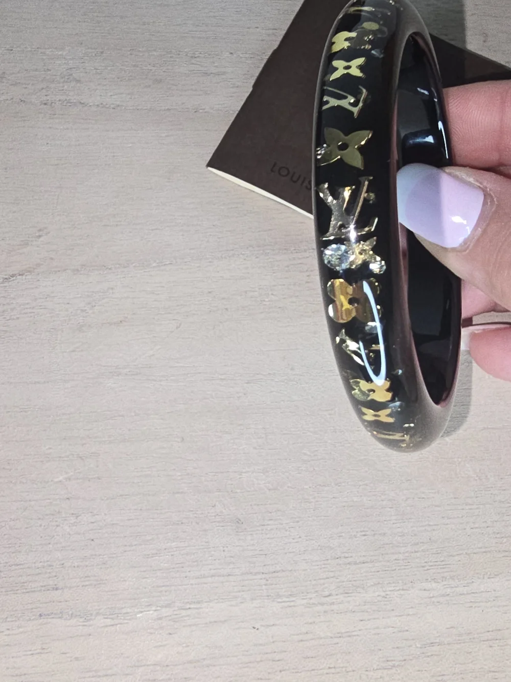 Louis Vuitton LV Bracelet Inclusion TPM Bangle Resin Black LK1009  Authentic FUL - Picture 6 of 12